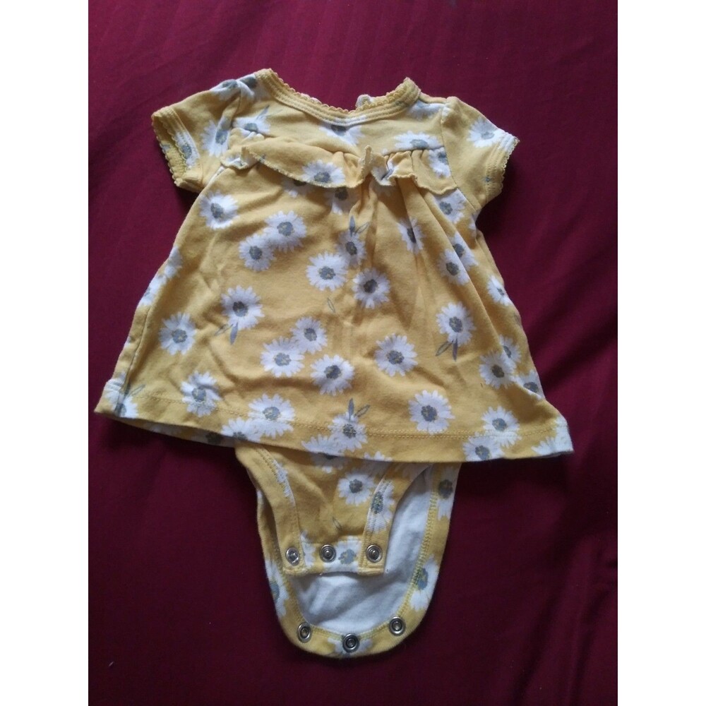 Baby Girl Clothes Child Mine Carter's 0-3months Yellow Big Flower Dress Romper